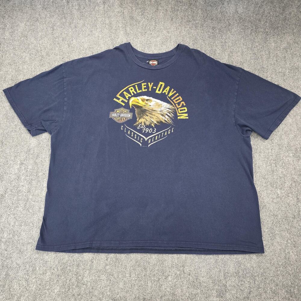 Harley-Davidson Shirt Mens 2XL Navy Eagle Graphic Classic Heritage Belize HD